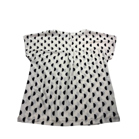Cynthia Rowley Womens Abstract Dot Blouse Size M Polyester White Black - Picture 2 of 5